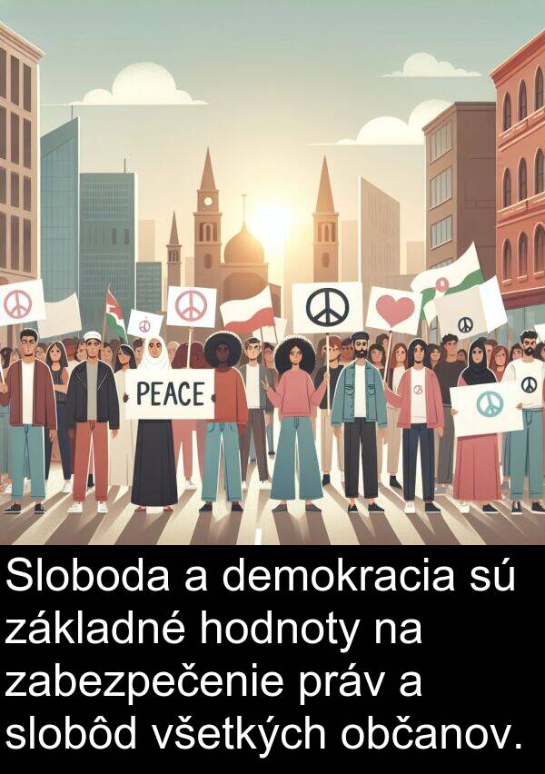 občanov: Sloboda a demokracia sú základné hodnoty na zabezpečenie práv a slobôd všetkých občanov.