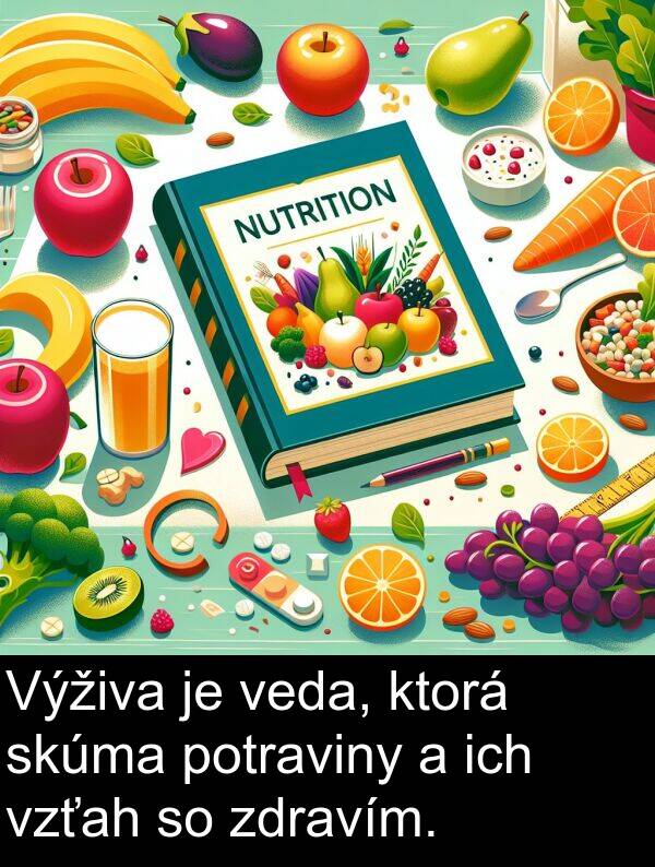 ich: Výživa je veda, ktorá skúma potraviny a ich vzťah so zdravím.
