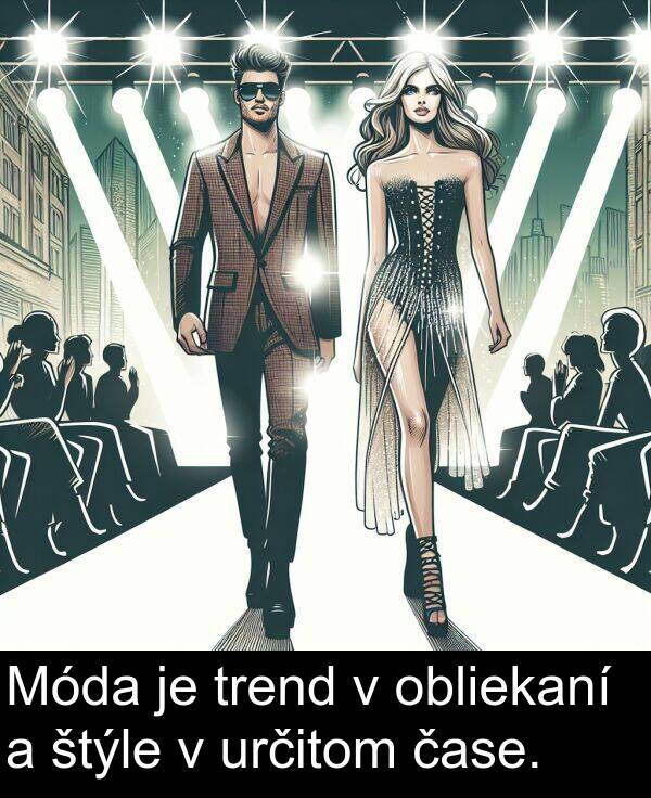 obliekaní: Móda je trend v obliekaní a štýle v určitom čase.