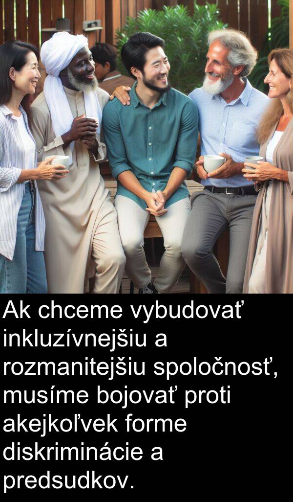 chceme: Ak chceme vybudovať inkluzívnejšiu a rozmanitejšiu spoločnosť, musíme bojovať proti akejkoľvek forme diskriminácie a predsudkov.