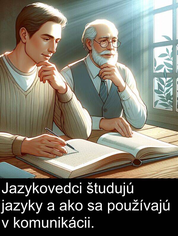 jazyky: Jazykovedci študujú jazyky a ako sa používajú v komunikácii.