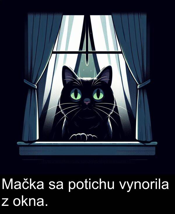 vynorila: Mačka sa potichu vynorila z okna.