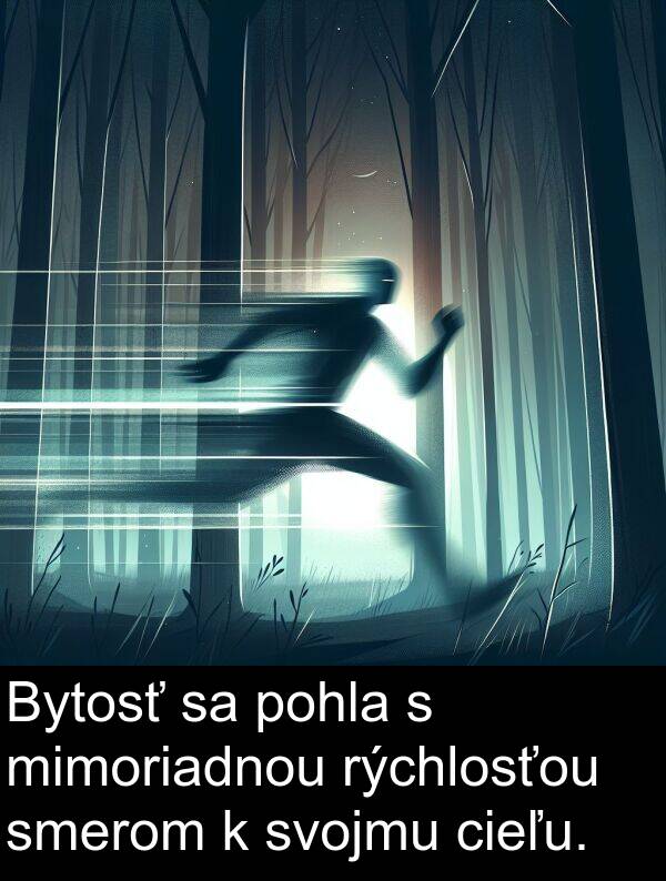 smerom: Bytosť sa pohla s mimoriadnou rýchlosťou smerom k svojmu cieľu.