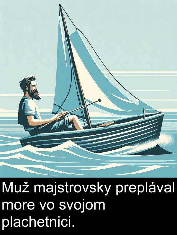more: Muž majstrovsky preplával more vo svojom plachetnici.