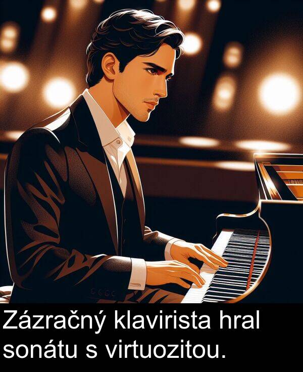 hral: Zázračný klavirista hral sonátu s virtuozitou.