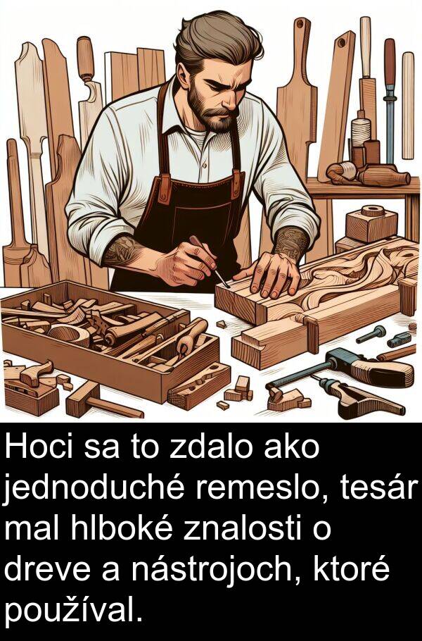hlboké: Hoci sa to zdalo ako jednoduché remeslo, tesár mal hlboké znalosti o dreve a nástrojoch, ktoré používal.