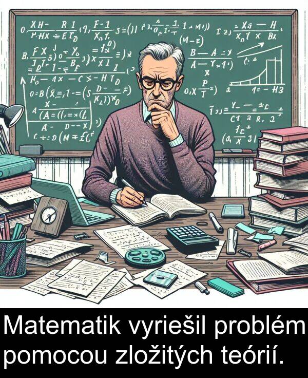 vyriešil: Matematik vyriešil problém pomocou zložitých teórií.