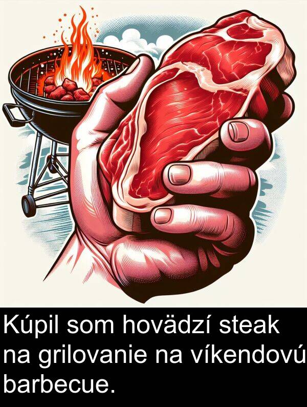 barbecue: Kúpil som hovädzí steak na grilovanie na víkendovú barbecue.