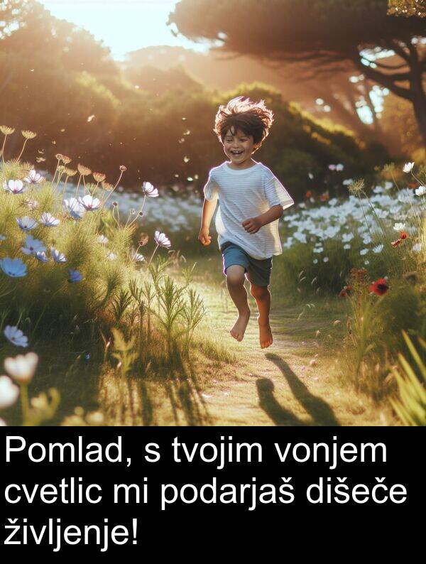 življenje: Pomlad, s tvojim vonjem cvetlic mi podarjaš dišeče življenje!