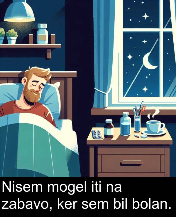 mogel: Nisem mogel iti na zabavo, ker sem bil bolan.