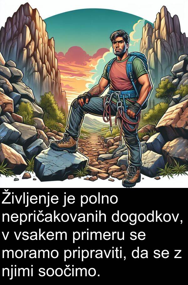 nepričakovanih: Življenje je polno nepričakovanih dogodkov, v vsakem primeru se moramo pripraviti, da se z njimi soočimo.