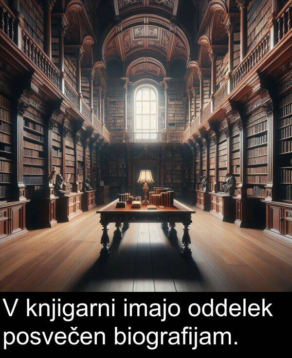 knjigarni: V knjigarni imajo oddelek posvečen biografijam.