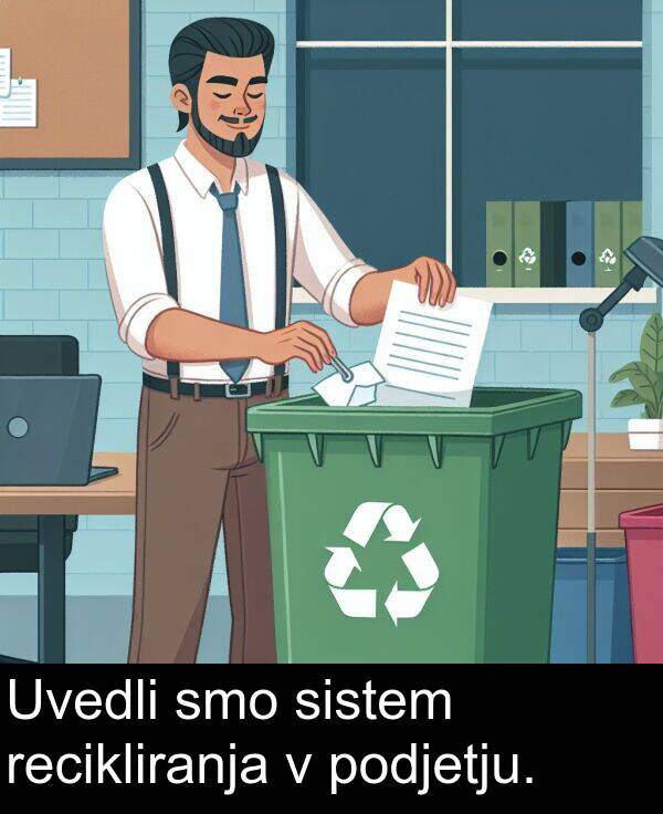 sistem: Uvedli smo sistem recikliranja v podjetju.