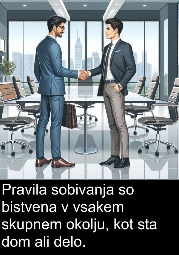 bistvena: Pravila sobivanja so bistvena v vsakem skupnem okolju, kot sta dom ali delo.