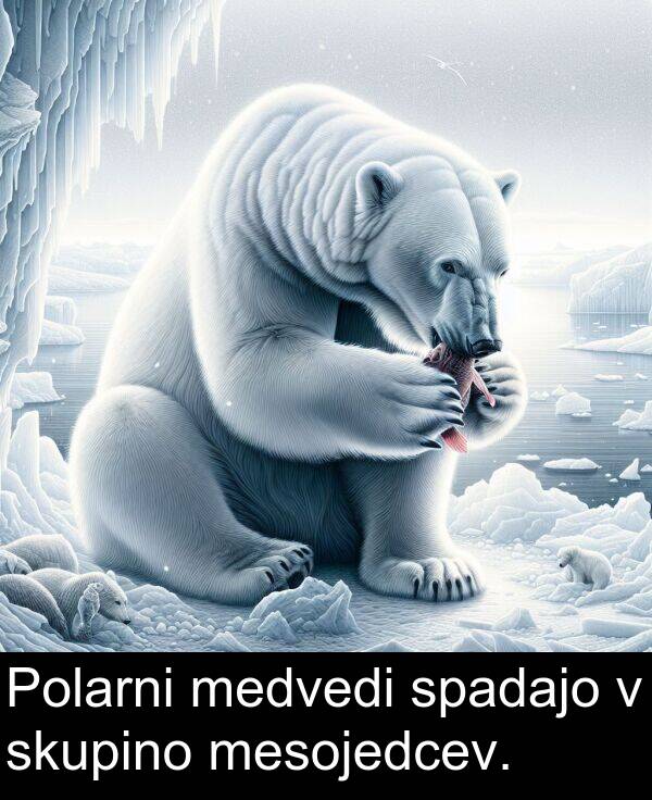 spadajo: Polarni medvedi spadajo v skupino mesojedcev.