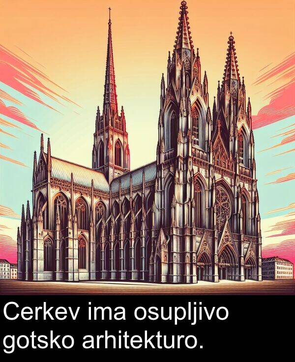 gotsko: Cerkev ima osupljivo gotsko arhitekturo.