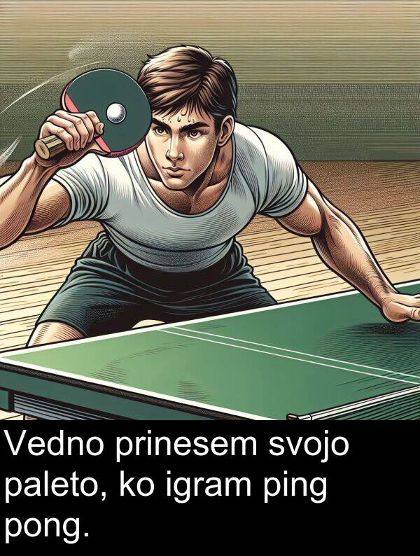 paleto: Vedno prinesem svojo paleto, ko igram ping pong.