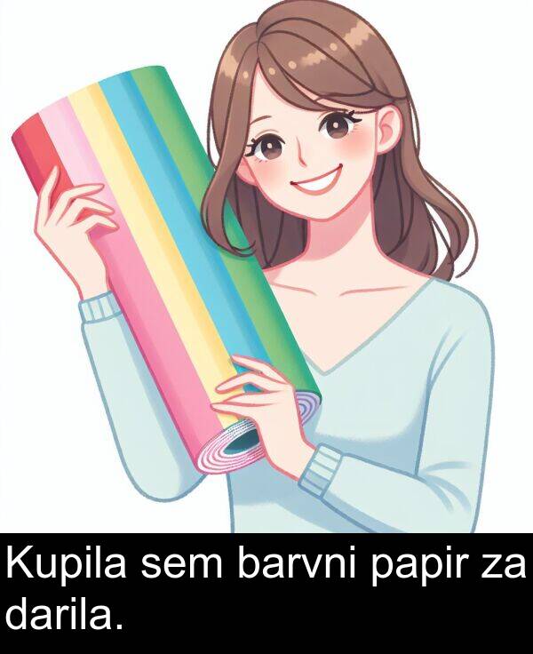 papir: Kupila sem barvni papir za darila.