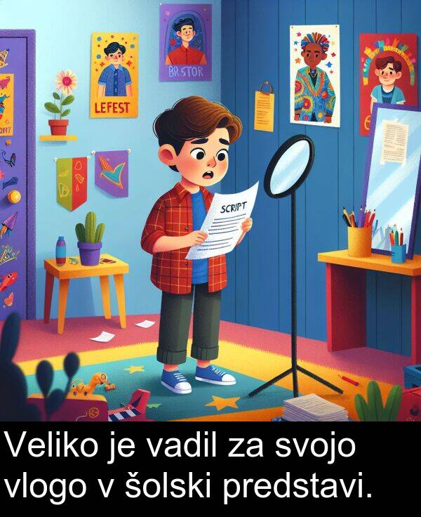 vadil: Veliko je vadil za svojo vlogo v šolski predstavi.