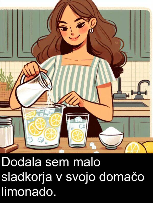 malo: Dodala sem malo sladkorja v svojo domačo limonado.