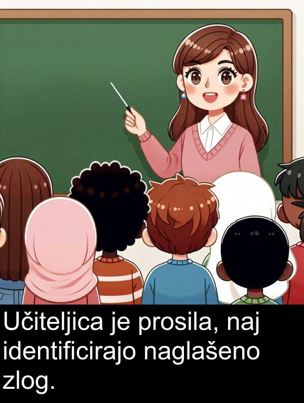 naglašeno: Učiteljica je prosila, naj identificirajo naglašeno zlog.