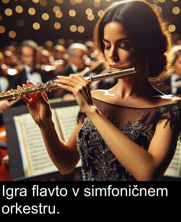 orkestru: Igra flavto v simfoničnem orkestru.