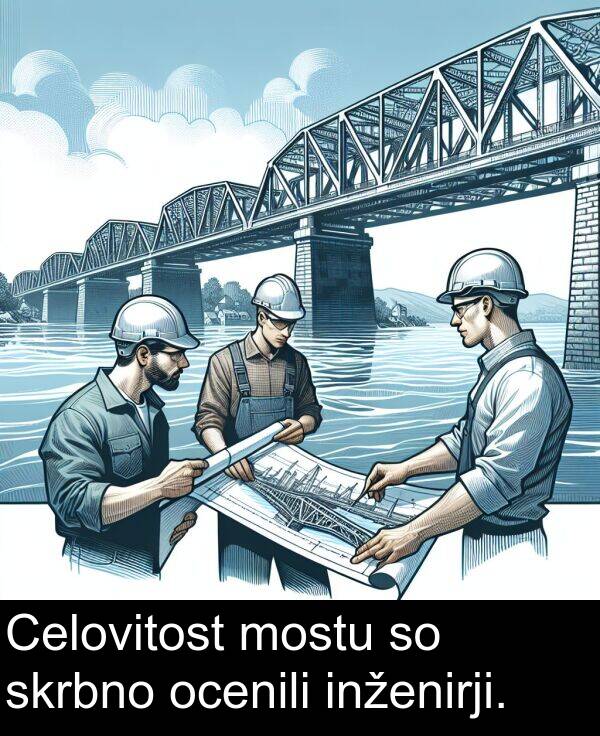 mostu: Celovitost mostu so skrbno ocenili inženirji.