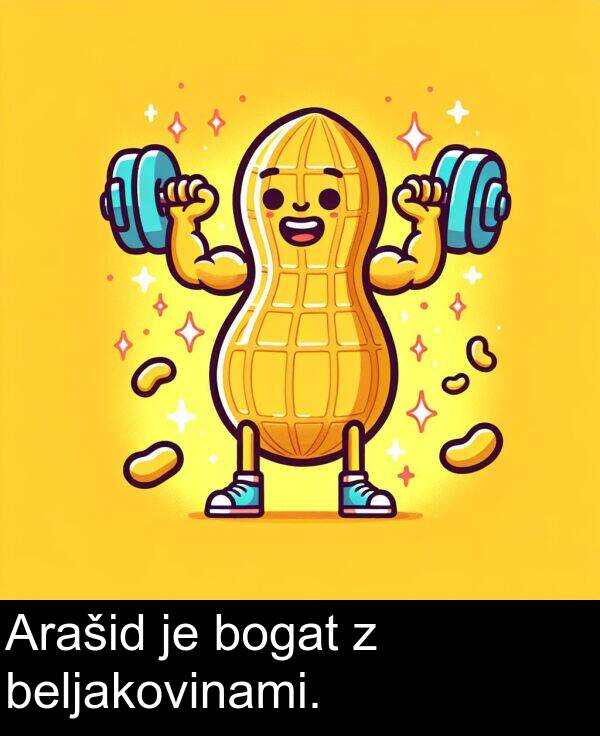 beljakovinami: Arašid je bogat z beljakovinami.