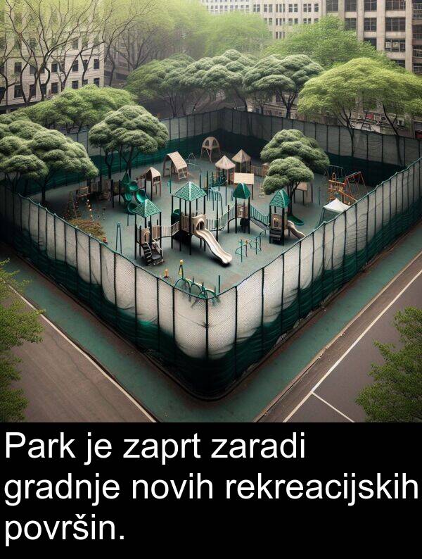 novih: Park je zaprt zaradi gradnje novih rekreacijskih površin.