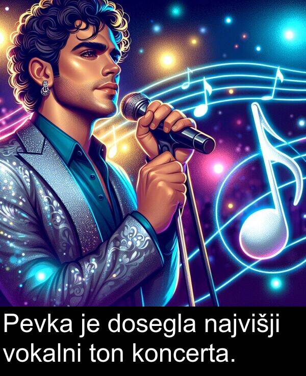 najvišji: Pevka je dosegla najvišji vokalni ton koncerta.