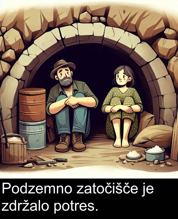 potres: Podzemno zatočišče je zdržalo potres.