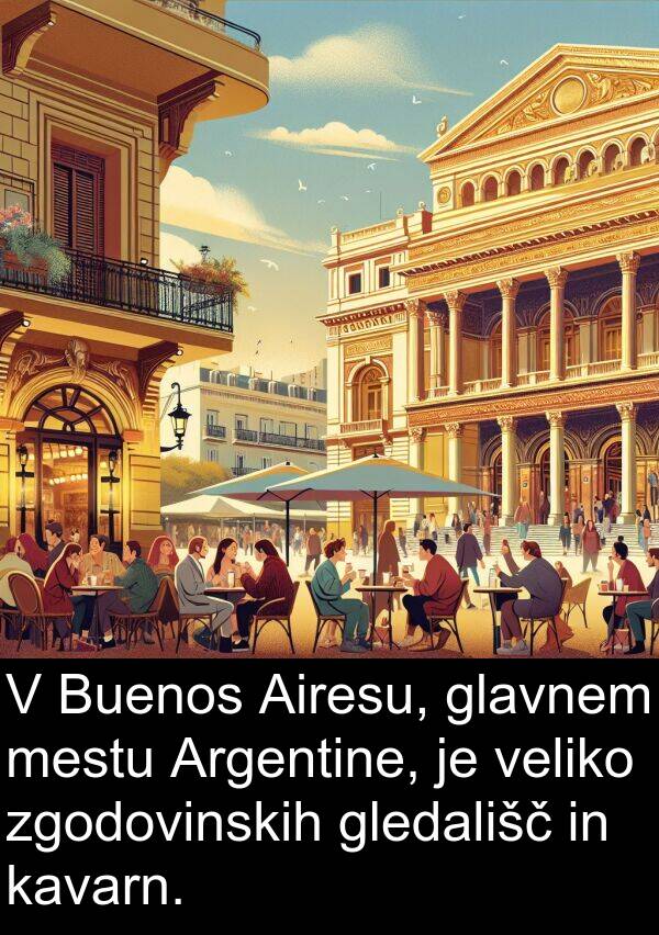 mestu: V Buenos Airesu, glavnem mestu Argentine, je veliko zgodovinskih gledališč in kavarn.