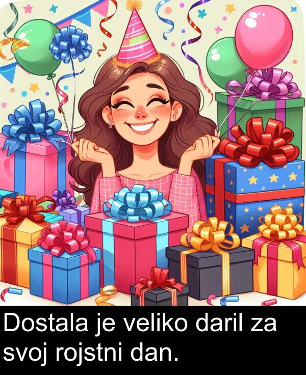 rojstni: Dostala je veliko daril za svoj rojstni dan.