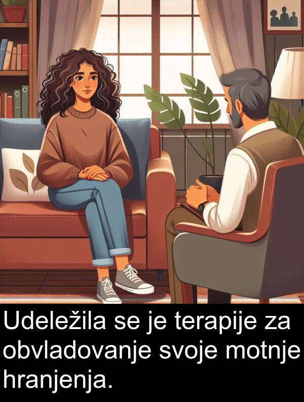 obvladovanje: Udeležila se je terapije za obvladovanje svoje motnje hranjenja.