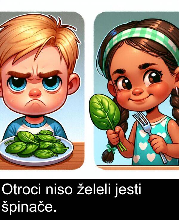 špinače: Otroci niso želeli jesti špinače.