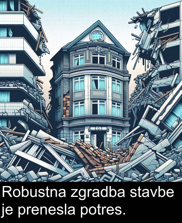 stavbe: Robustna zgradba stavbe je prenesla potres.