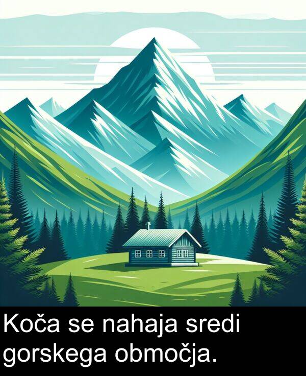 območja: Koča se nahaja sredi gorskega območja.