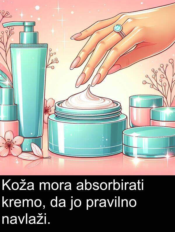 navlaži: Koža mora absorbirati kremo, da jo pravilno navlaži.