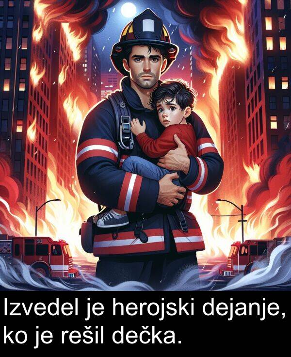 herojski: Izvedel je herojski dejanje, ko je rešil dečka.