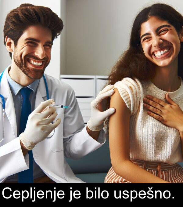 bilo: Cepljenje je bilo uspešno.