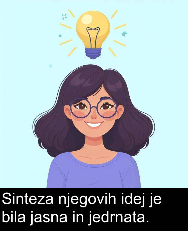 bila: Sinteza njegovih idej je bila jasna in jedrnata.