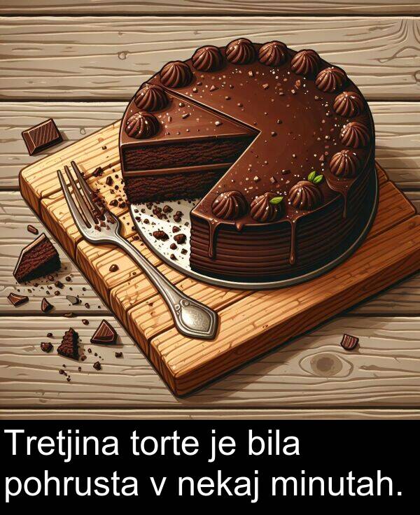 nekaj: Tretjina torte je bila pohrusta v nekaj minutah.