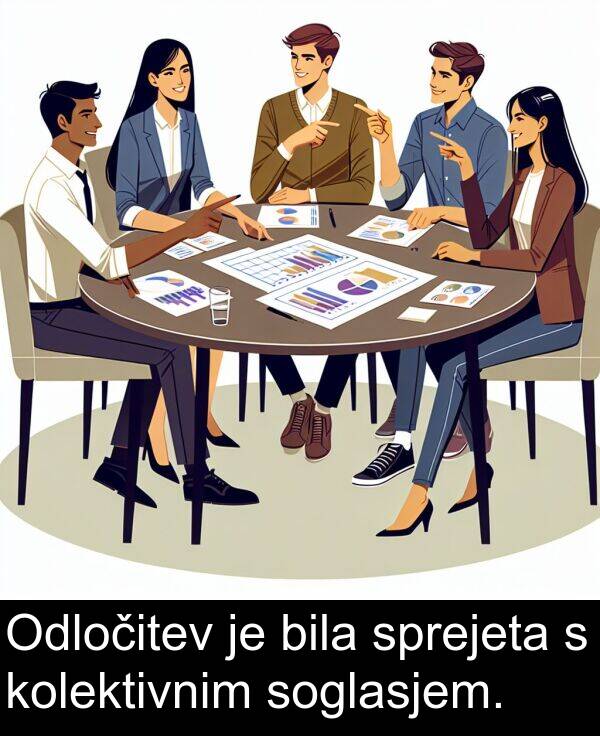 sprejeta: Odločitev je bila sprejeta s kolektivnim soglasjem.