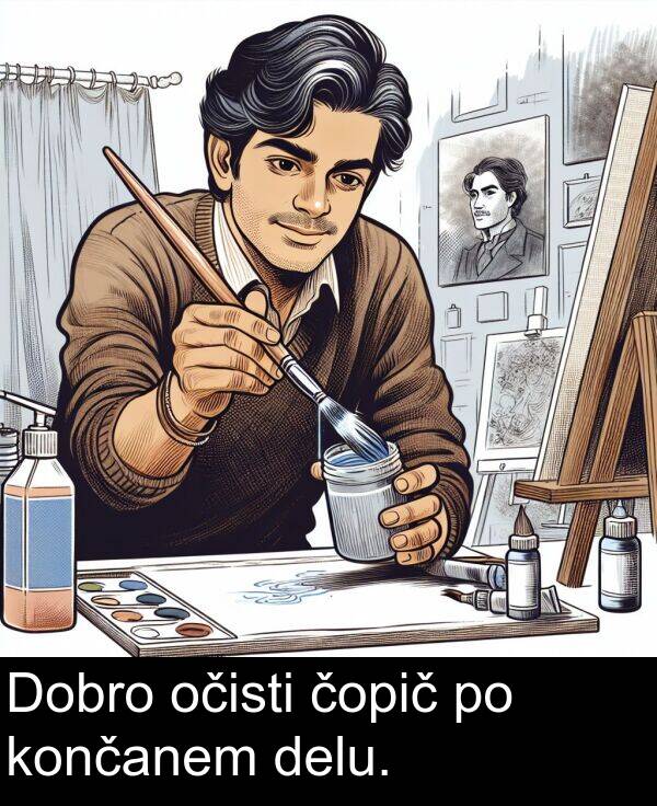 očisti: Dobro očisti čopič po končanem delu.
