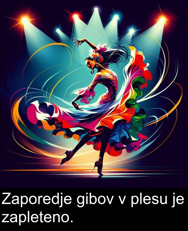 gibov: Zaporedje gibov v plesu je zapleteno.