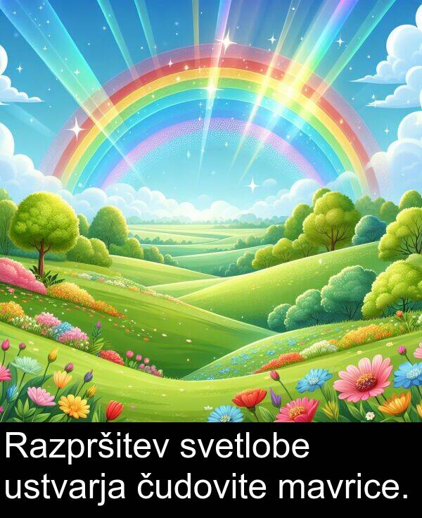 svetlobe: Razpršitev svetlobe ustvarja čudovite mavrice.