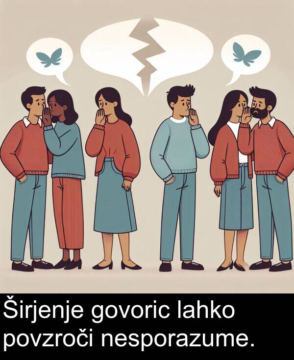 lahko: Širjenje govoric lahko povzroči nesporazume.