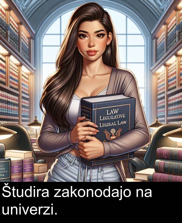 zakonodajo: Študira zakonodajo na univerzi.