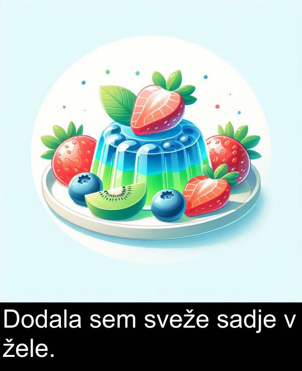 žele: Dodala sem sveže sadje v žele.