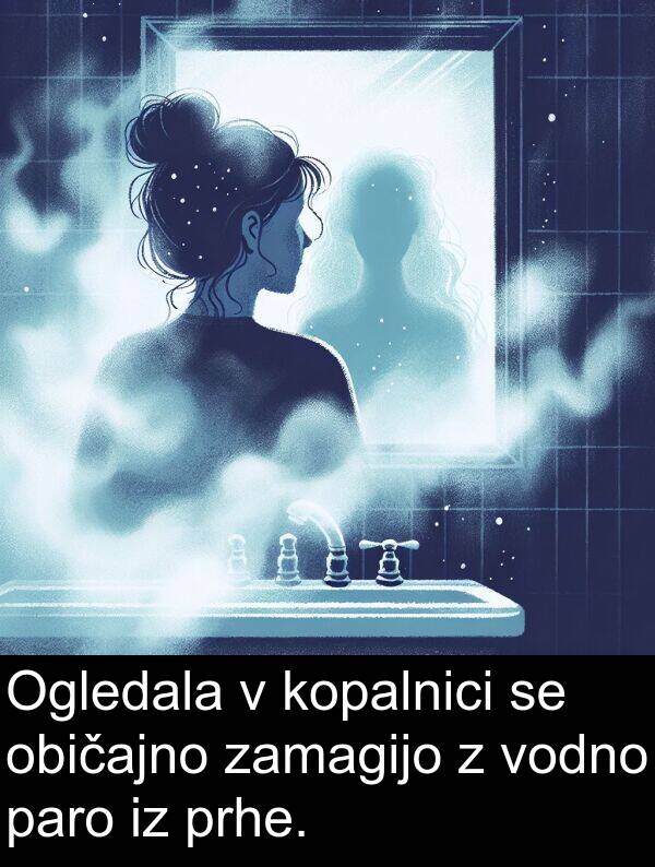 običajno: Ogledala v kopalnici se običajno zamagijo z vodno paro iz prhe.